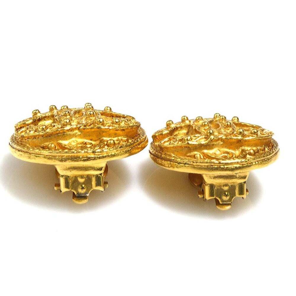 CHANEL Authentic Gold Logo Earrings - Picture 3 of 5